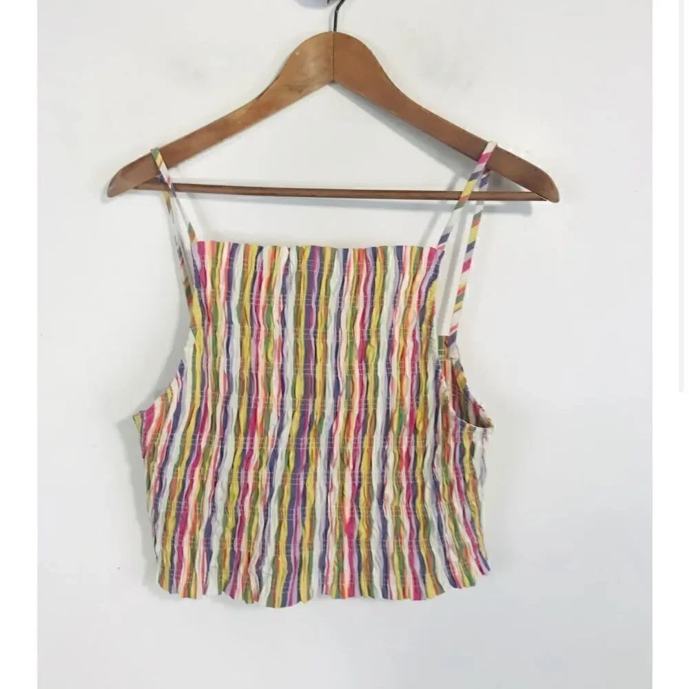 Zara Women's Striped Ruched Tank Top size XS